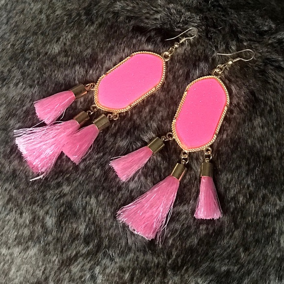 Tayzani Jewelry - 18K Hot Pink & Gold Fringe Druzy Dangle Earrings